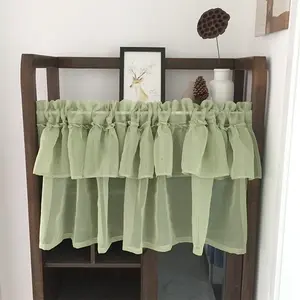 Small Curtain Panel for Living Room, Romantic Short Rod Pocket Curtains, Window Curtain, Transparent Batik Fabric, Home Decor, Kitchen Cabinet Decoration