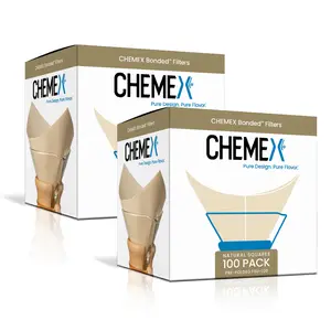 Chemex Bonded Filter Natural Square 100 Count Pack of 2 Exclusive Packaging Thicker 20-30% Specialty Fiber Design USA Made Compostable Coffee Tea