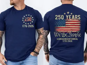 250 Years Independence T-Shirt, 250th Anniversary Front & Back Tee, Patriotic July 4th USA Shirt for Men Women.