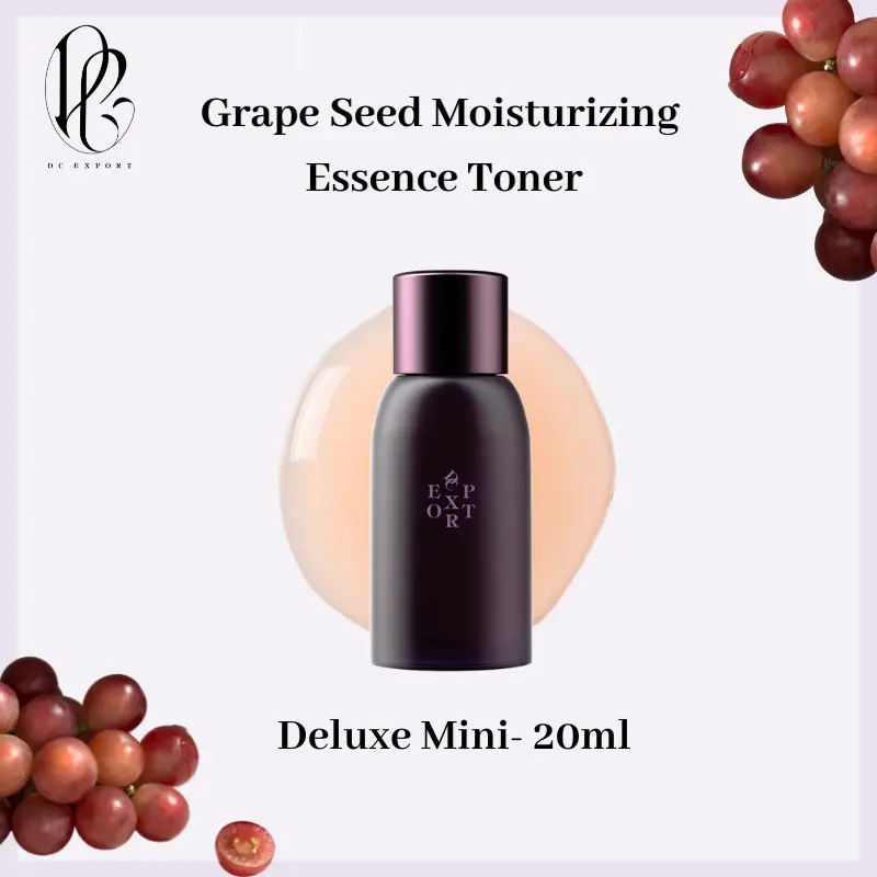 DC EXPORT Grape Seed Moisturizing Essence Toner Deluxe Mini – Antioxidant Hydrating Anti-Aging Face Toner, French Grape + Yeast Ferment, Deep Moisture, Brightens Dullness, Calms Redness, Alcohol-Free Clean Formula for All & Sensitive Skin (20ml)