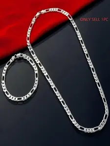 Elegant 4mm Triple Figaro Cuban Chain Necklace/bracelet, Hypoallergenic, Corrosion Resistant, Perfect for Parties and Gifts, Cuban Figaro Set, Jewelry Set