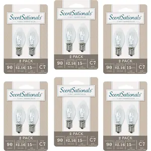 15 Watt Wax Warmer Light Bulb  15 Watt Light Bulbs for Wax Warmers, Wax Warmer Light Bulb Replacement  Style C7 Bulbs for Plugin Wax Warmers  Pack of 12 Wax Warmer Bulbs, Clear