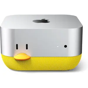 Lonelyfox Mac mini M4 & M4 Pro Dock Stand – Front Power Button Access, Cooling ABS Stand, Anti-Dust & Anti-Slip Design for Airflow & Desk Organization – Essential Mac mini M4 Accessories (Yellow)