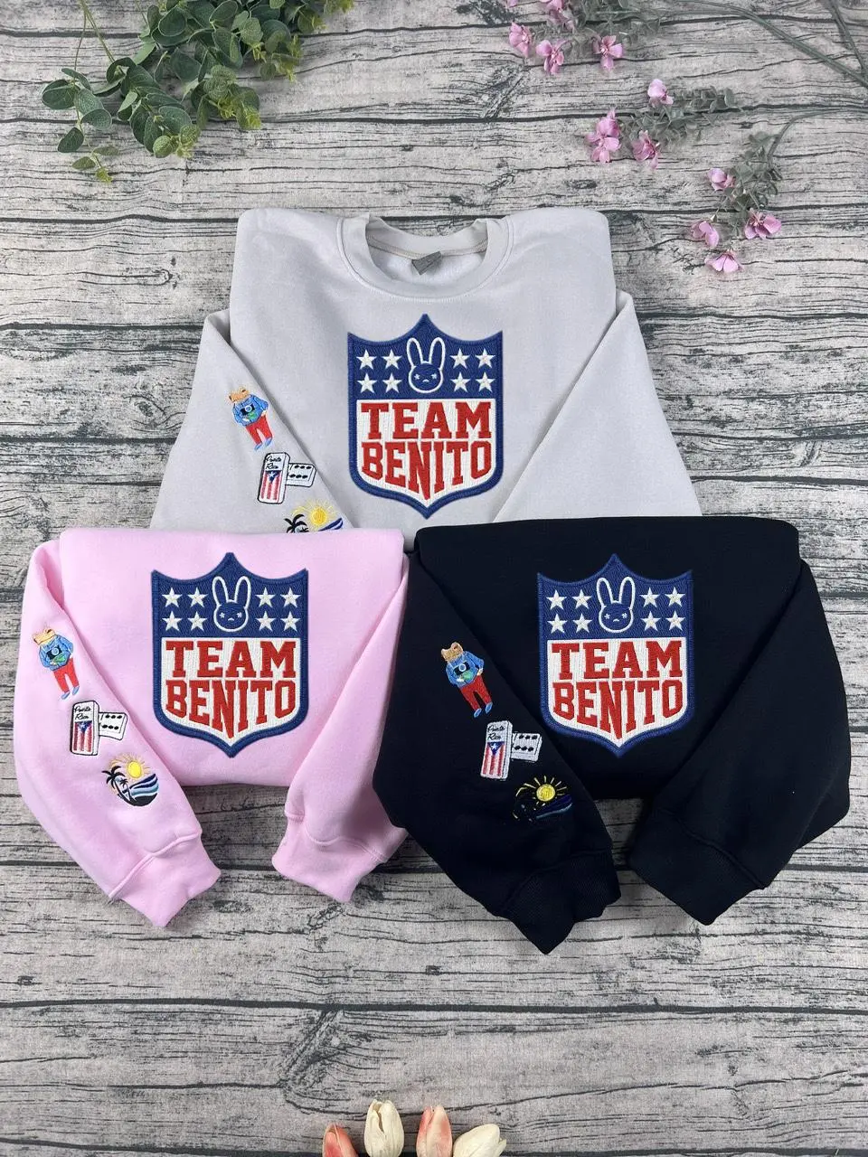 Puerto Rico Embroidery Sweatshirt,  Boricua, Taino, Cotton, Black, Crewneck, Flag, Sapo Concho,