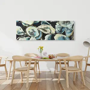 360 Stand Marine Brown Oyster Shells Wall Art Painting - 20x60 in. Artistic Landscape Artwork, Home Decor Decoration, Ideal Home Supplies Gift
