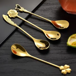 8-Pcs Mini Spoons Set, Stylish 4.9" - 18/10(304) Stainless Steel, Rose/Four-Leaf Clover/Wings/Heart-Shaped Bow Handle, Ideal for Coffee,Tea, Appetizers, Tastings, Parties, Charcuterie & Cocktails, Tableware, Kitchenware, Utensil