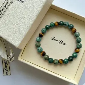【FREE GIFT】Hcrystyle Earth signs - Natural Tiger's eye stone & African Turquorise combination Designed for Earth signs to enhance Practicality, Steadiness & Solidity energy - Gift for love ones/ friends- birthday/ anniversary gift unisex bracelet men