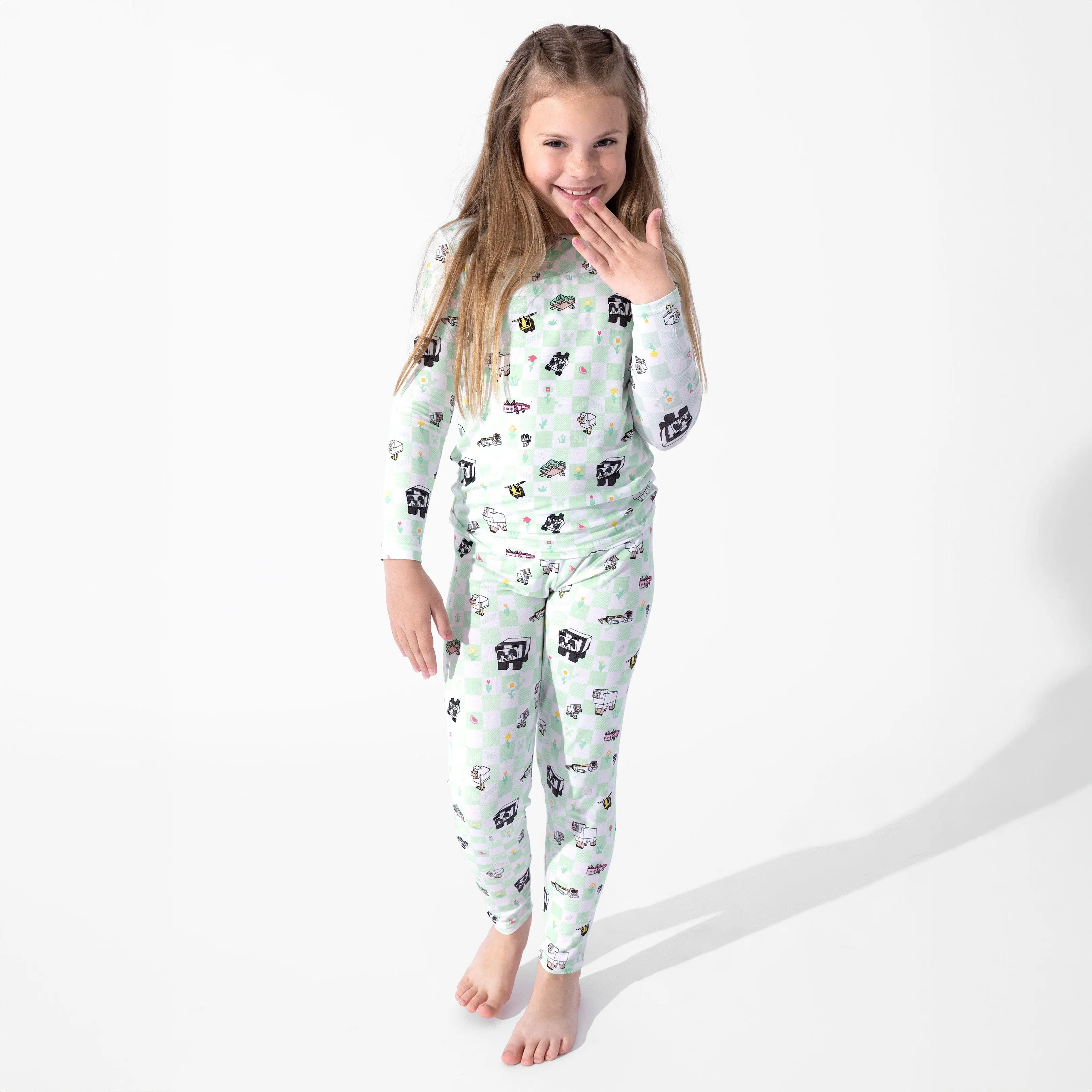 Bamboo Long Sleeve Pajama Set - Minecraft Sleep Repeat