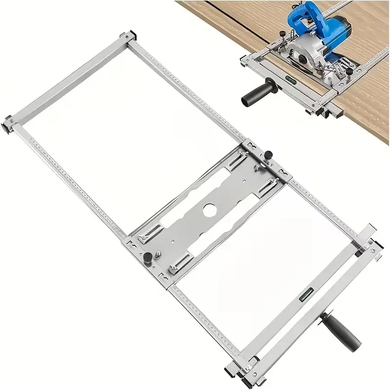 Multifunction Circular Saw Cutting Base, Adjustable Wood Positioning Guide Tool with Built-in Scale & Level, Fits 4" 5" Cutters Trimmers, Woodworking Straight Cutting Jig for Plywood Laminate