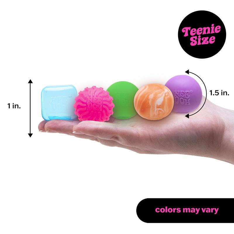 NeeDoh Teenie 10-Pack – 5 Styles of Squishies: Nice Ice Baby, Original, Swirl, Ripples, Glow, Colorful Sensory Fidget Toys for Ages 3+