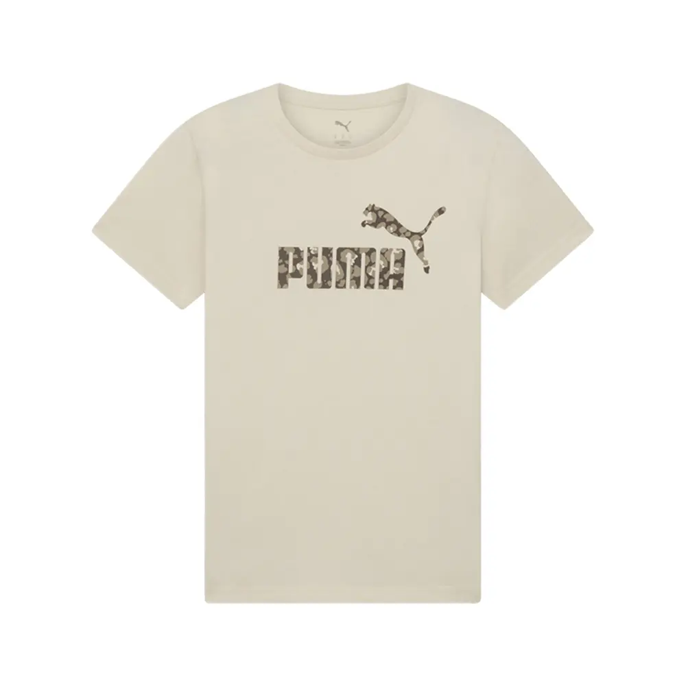 PUMA Womens Animal Graphic Crew Neck Short Sleeve Casual Tops Casual - White