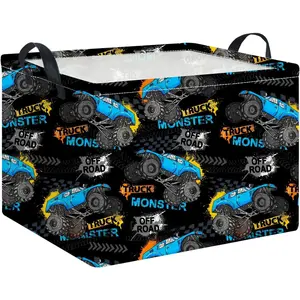 Rectangle Storage Basket with Handles, Collapsible Storage Bin, Books Box, Gift Basket(Truck)