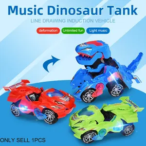 2 In 1 Transforming Dinosaur Toy, Car To Dinosaur Deformation Vehicle, Automatic Transform Robot Toy, Kids Early Educational Interactive Birthday Gift