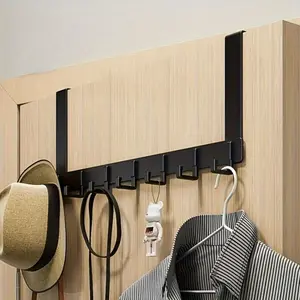 18cm high over-the-door hook rack, easy to install without drilling. Ideal for hanging hats, keys, this space-saving storage solution is suitable for hallways, bathrooms, bedrooms, homes, dormitories and other places. Aluminium，Organiser， Plastic