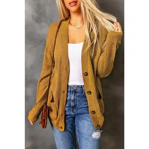 Drop Shoulder Button Down Pocketed Cardigan