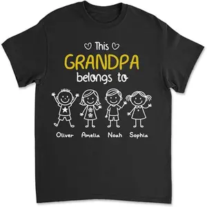 Wrappiness This Grandpa Belongs to Us Shirt – Personalized Gift for Dad or Papa, Custom T-Shirt, Funny Grandpa Present
