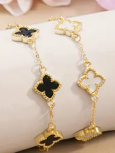 Women's Lucky Four-Leaf Clover Multi-Layer Chain Set, Casual Artificial Leather Jewelry for Daily Wear, Perfect Holiday Gift, Trendy Jewellery Accessories