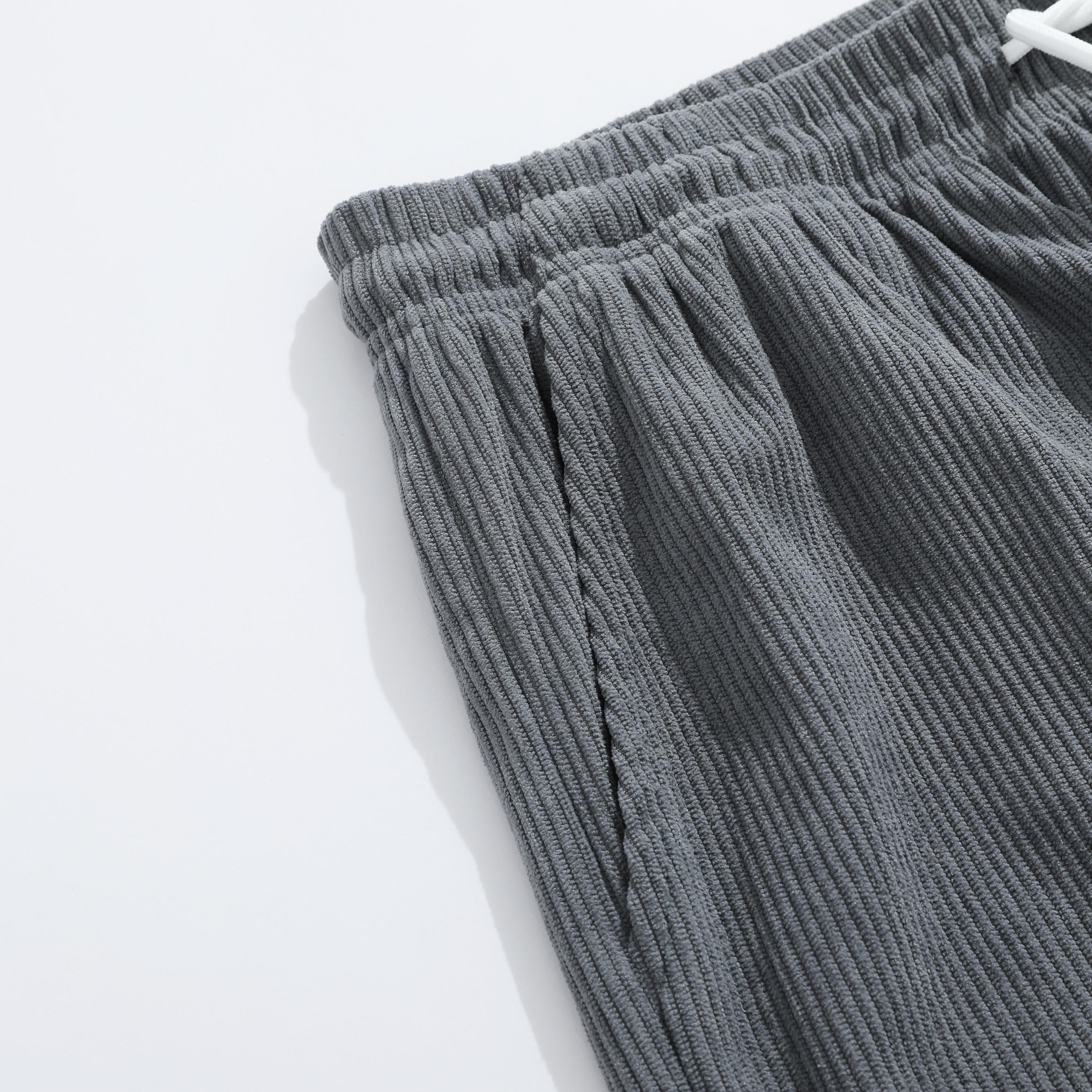 Pack of 5 men’s summer corduroy casual shorts, loose straight fit, breathable fabric