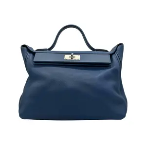 Pre-owned HERMÈS Leather Top Handle Hermes Maurice & Swift 24/24 35 Bag In Blue