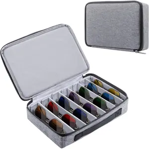 Travel Sunglasses Organizer Case, Adjustable Slot For Multiple Pairs, Portable Eyeglasses Storage Box for Men Women