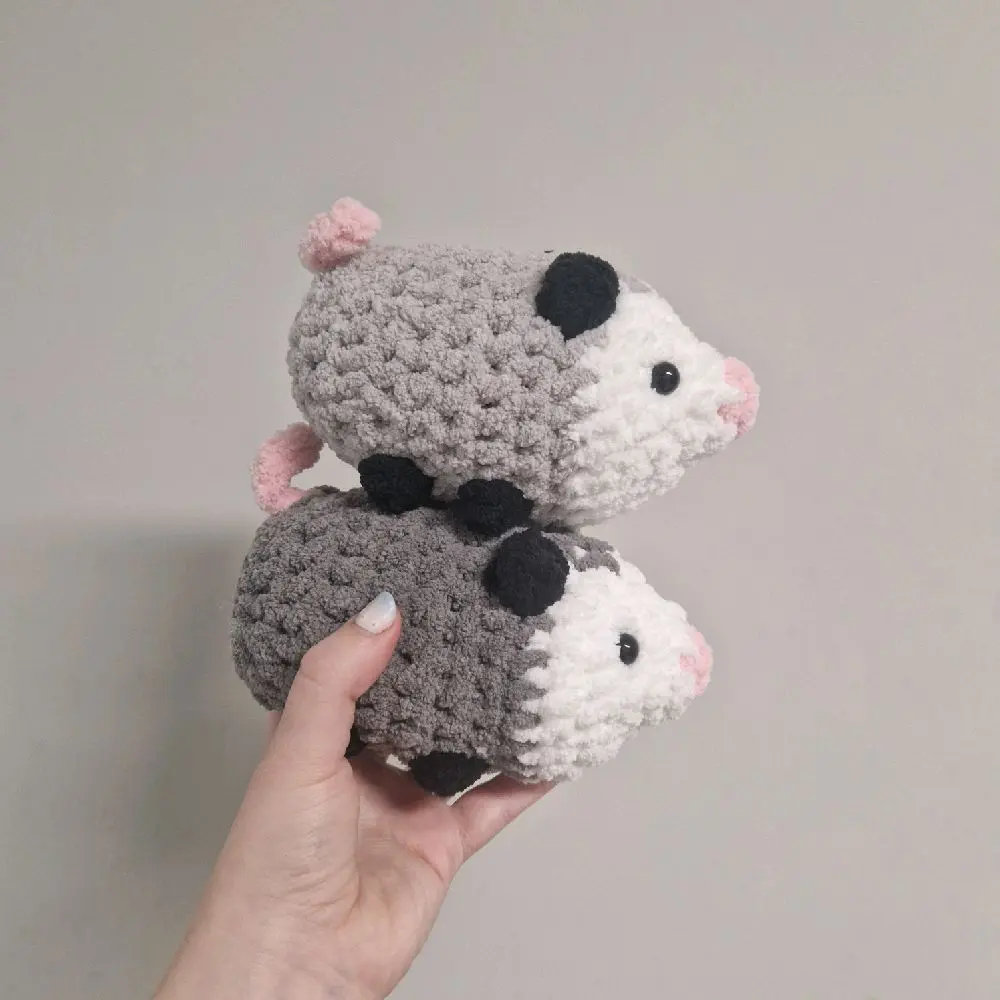 Opossum handmade plushie crochet amigurumi grey Opossum handmade plushie crochet amigurumi grey