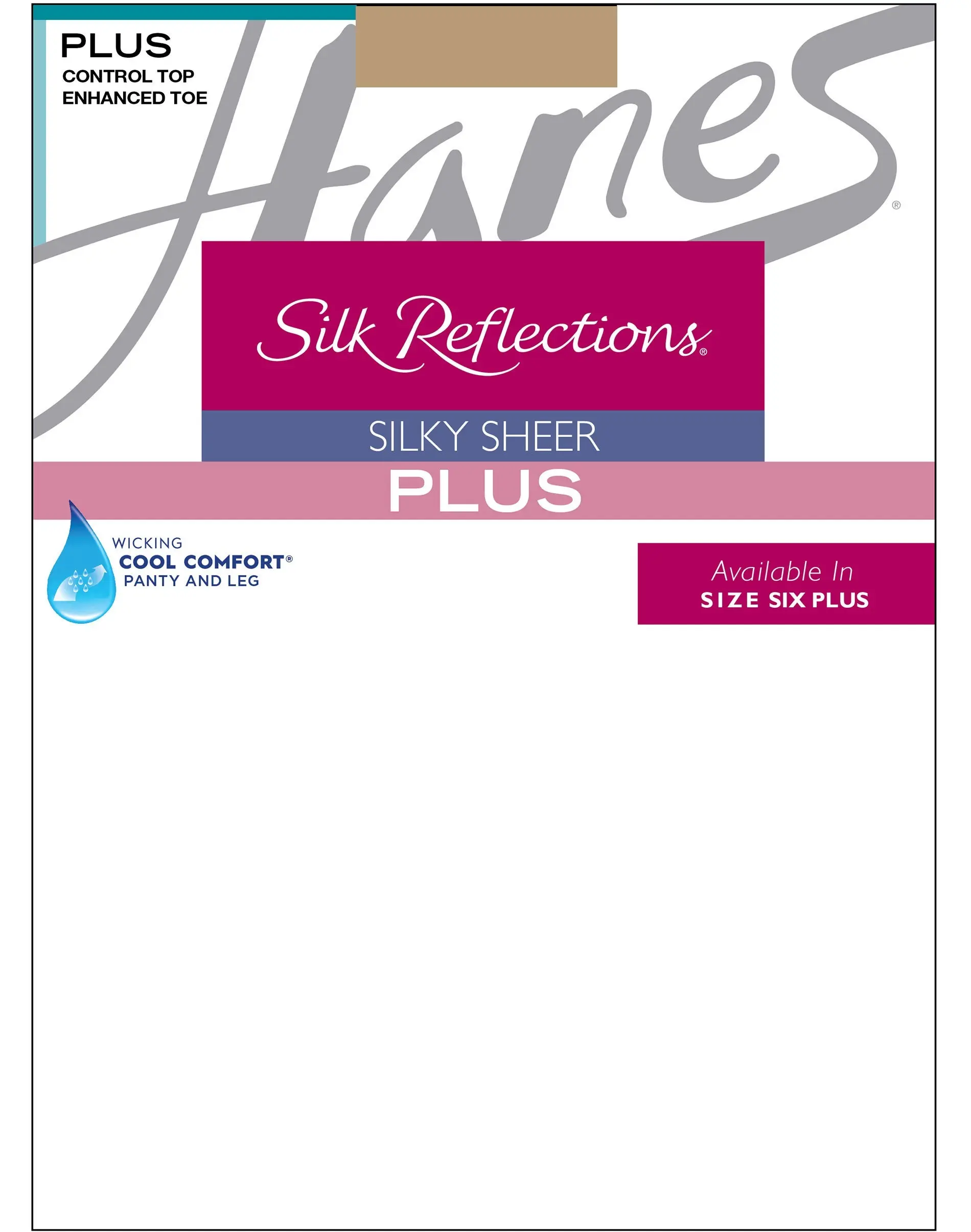 Hanes Silk Reflections Sheer Control Top Pantyhose Enhanced Toe (plus Size) Women's Underwear Comfortable Fit Soft Stretch Fabric Breathable Q00p16