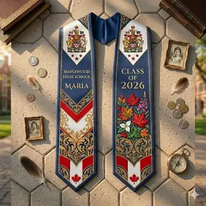 Custom Canadian Graduation Sash 2026 ,Mexico Graduation Sash,Mexican American Flag Stole, Mexican Graduation Stole, Graduation Gift Graduation Stole