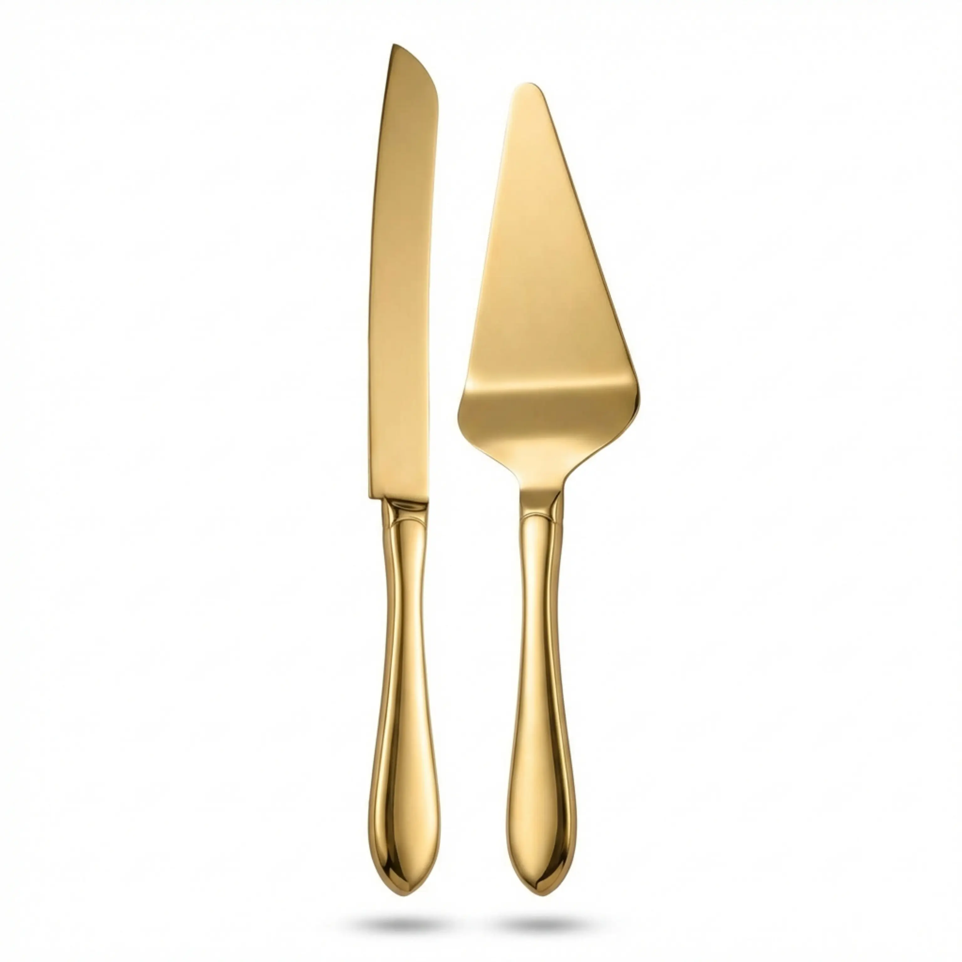 Cake Cutting Set for Wedding Cake Knife and Server Set, Cake Cutter and Pie Spatula,Cake Serving Set Serrated Blade,Thickened Stainless Steel Rounded Edge, Birthdays, Anniversaries,Parties 2 Pcs, Gold