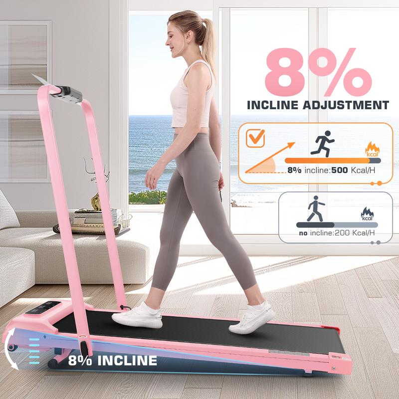 【New Year 】5-in-1 treadmill with Incline for Home/Office, 2S Folding under desk walking pad with LED display 300LBS ,Multifunctional Workout Station