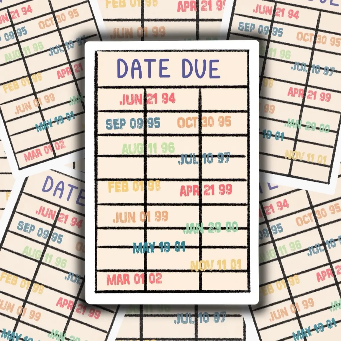 Library Date Due Card, Library Card Sticker, Vintage Library Card, Book Themed Stickers, Library Stickers, Gifts for Book Lovers, Librarian