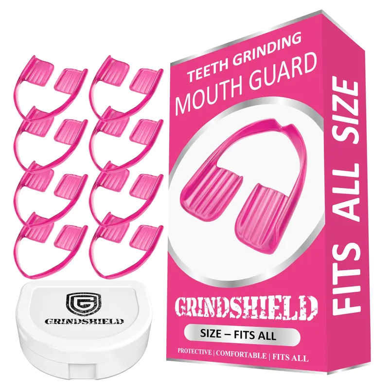 Mouth Guard for Women – One Size Fits All, Non-Bulky, Ready to Use, Comfortable, Slim Design – (8) Teeth Grinding Guards & Case – No Boiling, Cutting or Molding Required