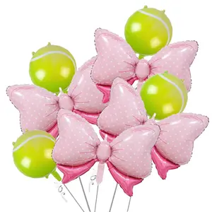 Tennis Theme Foil Balloons Set of 8 Helium Party Decor for Baby Shower Gender Reveal