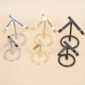 Modern Metal Heart-Shaped Crystal Stand with Black Bases 5 pcs Perfect for Home Office and Holiday Decor Ideal for Displaying Crystals and Stones Crystal Display Stand - Drawer Dresser Organizer