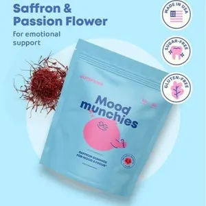 JoySpring Saffron Gummies Plant-Based Formula for Daily Wellness Mood Munchies with Saffron & Passion Flower for Emotional Support Sugar-Free Gluten-Free Made in USA
