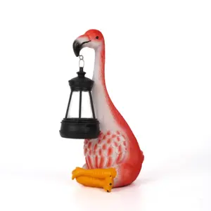Flamingo Garden Statue with Hanging Lantern – Resin Tropical Bird Ornament – ​​Waterproof Outdoor Decor for Pools, Patios, and Courtyards – Sitting Flamingo Sculpture, Ideal for Summer Housewarming and Beach Party Gifts