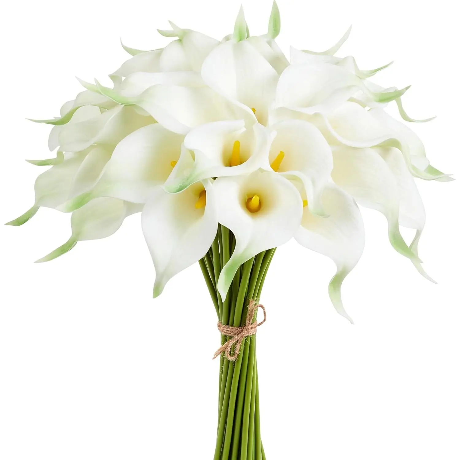 12-Piece Real Touch White Artificial Calla Lily Decorative Flowers - Farmhouse Floral Decor, 13" Tall, for Mother's Day, Wedding Bouquet, Home Room Decor, Soft Texture, Realistic Look