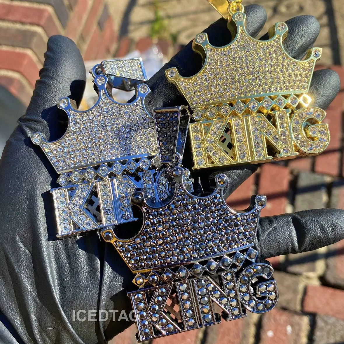 Iced Bling Out Jumbo Celerbrity Shine Crowned King Hip Hop Pendant