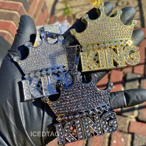 Iced Bling Out Jumbo Celerbrity Shine Crowned King Hip Hop Pendant