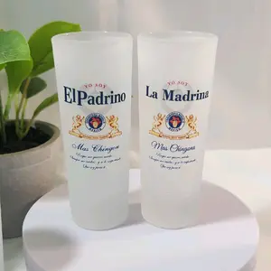 ElPadrino Godparents Set of 2 Tequila Shots - Drinkware with Labels Featuring "La Madrina" and "Mas Chingon"