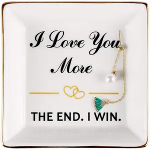 Wife Mothers Day Gifts from Husband, Happy Anniversary -  Birthday Gifts for Her Wife Girlfriend Romantic, Ceramic Ring Dish Holder,  Tray, Trinket Dish, I Love You
