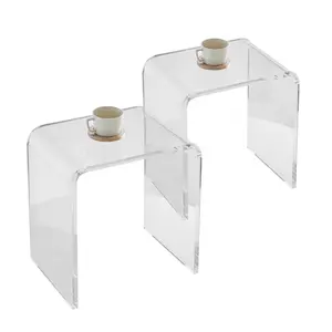 VEVOR Acrylic End Table,  2 pcs C-Shaped Lucite Side Tables, Clear Acrylic Side Table for Drink, Food, Snack used in Living Room, Bedroom, and Study