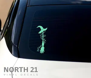 Witches Broom Car Decal, Witches Broom, pretty car decal, witch broom sticker, whimsical sticker, witch decal, witches sticker, laptop decal