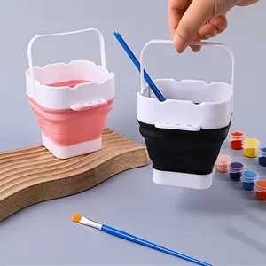 1pc Mini Foldable Palette Washing Cup Small Colorful Portable Handheld Art Student Sketching Painting Brush Washer