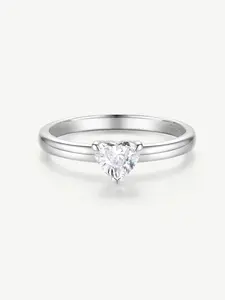 "The Eternal Knot" Heart Cut Lab Grown Diamond 4 Prong Solitaire Ring in Sterling Silver Engagement Promise Anniversary Wedding Ring for Women (0.3-1 Carat)