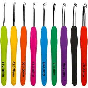 Extra Long Crochet Hooks Size(2.25mm-6mm)  Grip Soft Handles for  DIY Crocheting Crochet Hook  for  Hands