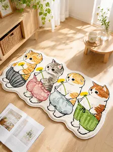 Cute Cat-Shaped Fluffy Non-Slip Soft Flat Weave Rug, 16in x 47in, Decorative Fluffy Rug, Whimsical Home Decor, Indoor Textile Mat, Ideal Homegoods Gift