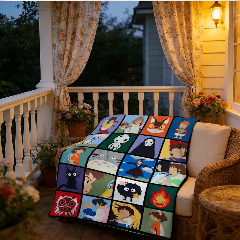 Studio Ghibli Anime Blanket Soft Funny Throw Blanket Cozy Lightweight Plush Portable Cover Blanket For Sofa,Warm Gift For Birthday,Christmas,Multiple Blanket