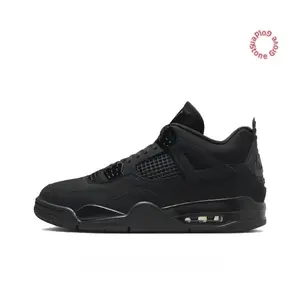 All-Black Suede and Mesh Mid-Top Retro Basketball Shoes