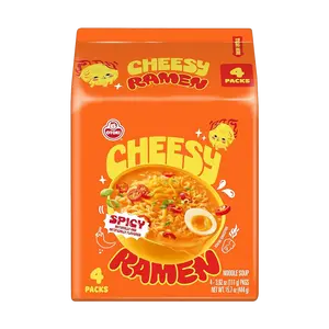OTTOGI Cheddar Cheese Ramen Spicy Flavor - 4 Pack (111g each) | Korean Instant Noodles