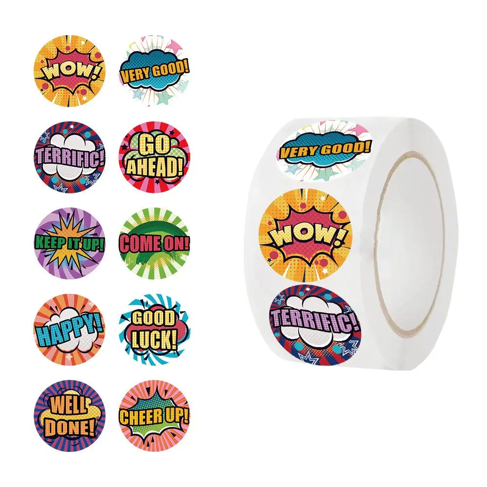 Student Reward Sticker, 500pcs/roll Colorful Self Adhesive Decorative Sticker, DIY Decals for Water Bottle, Laptop, Phone Case, Scrapbooking, Journal Making, Ornaments, Funny Stickers